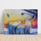 Polar Bear Canvas Art - Under the Northern Lights by Chris Tutty