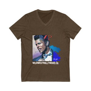 BOWIE R.I.P. Unisex Jersey Short Sleeve V-Neck Tee