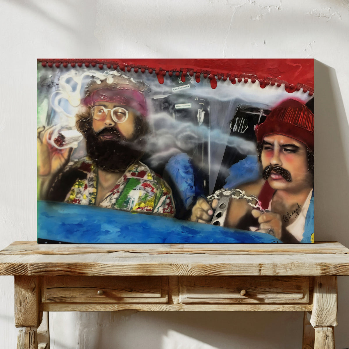 "Up in Smoke" Cheech & Chong signed celebrity portrait by Chris Tutty