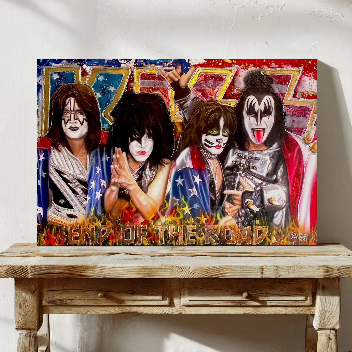 "End of The Road" Kiss celebrity portrait by Chris Tutty