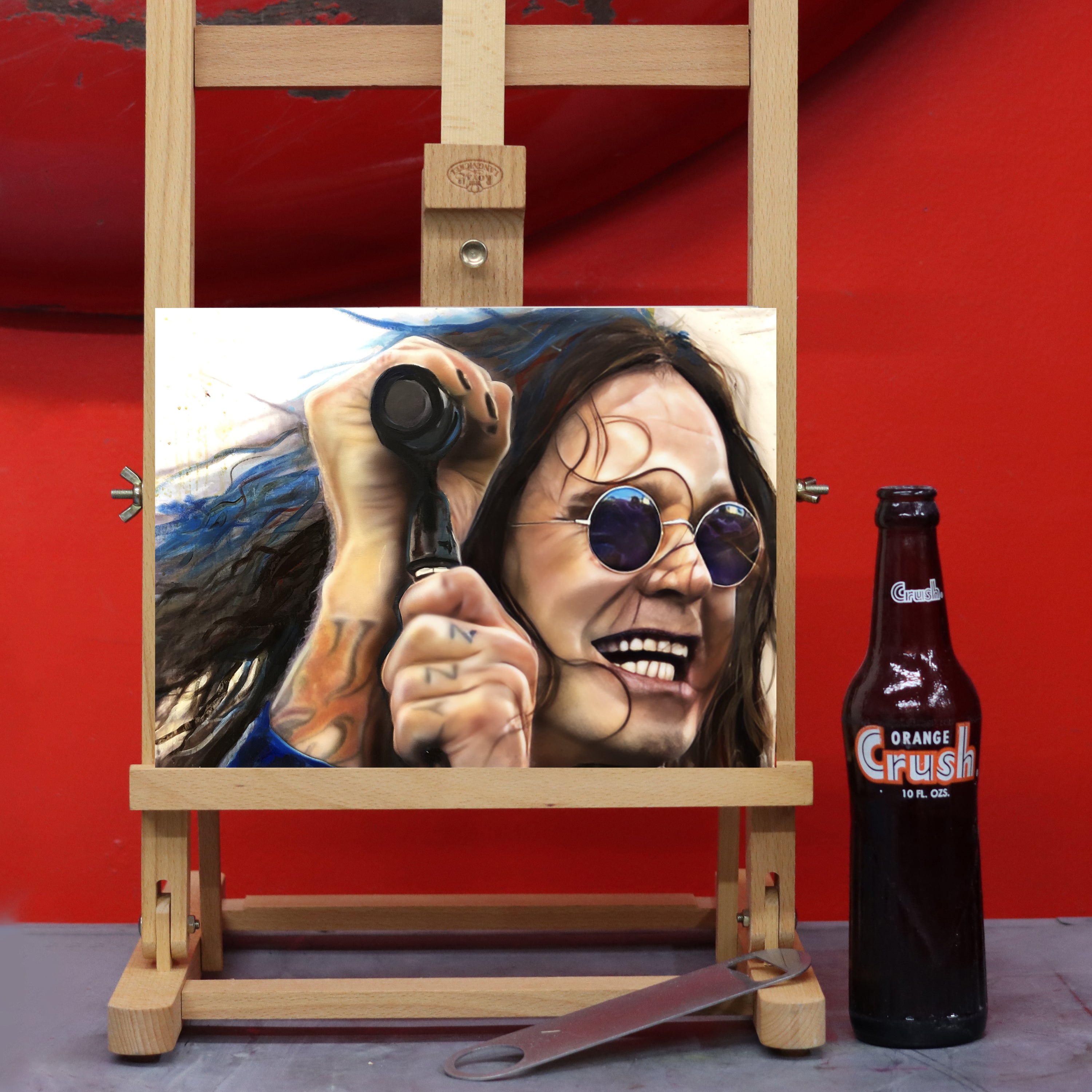 "Prince of Darkness" Ozzy canvas celebrity portrait by Chris Tutty