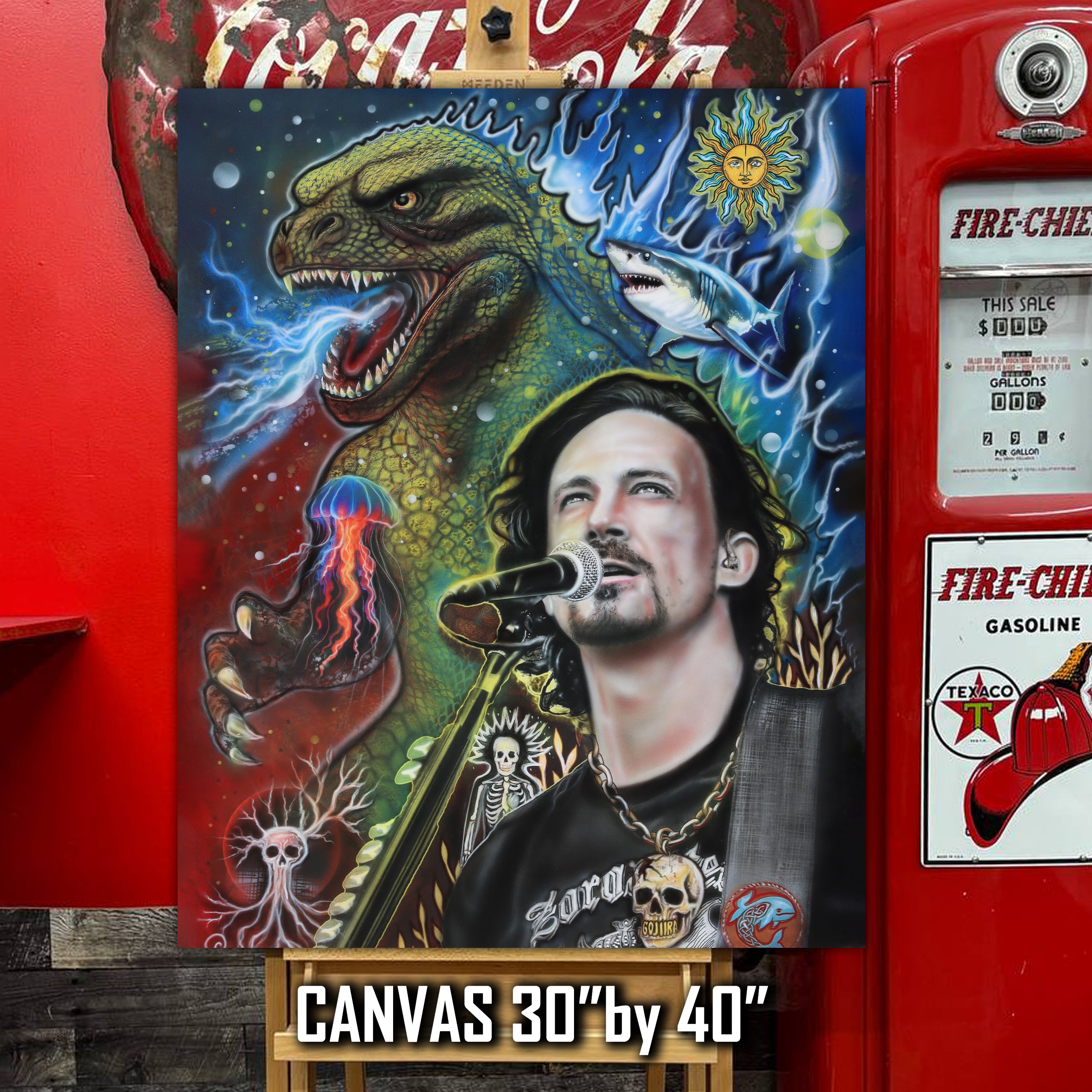 Gojira Art by Chris Tutty - Echoes of the Deep  signed celebrity art