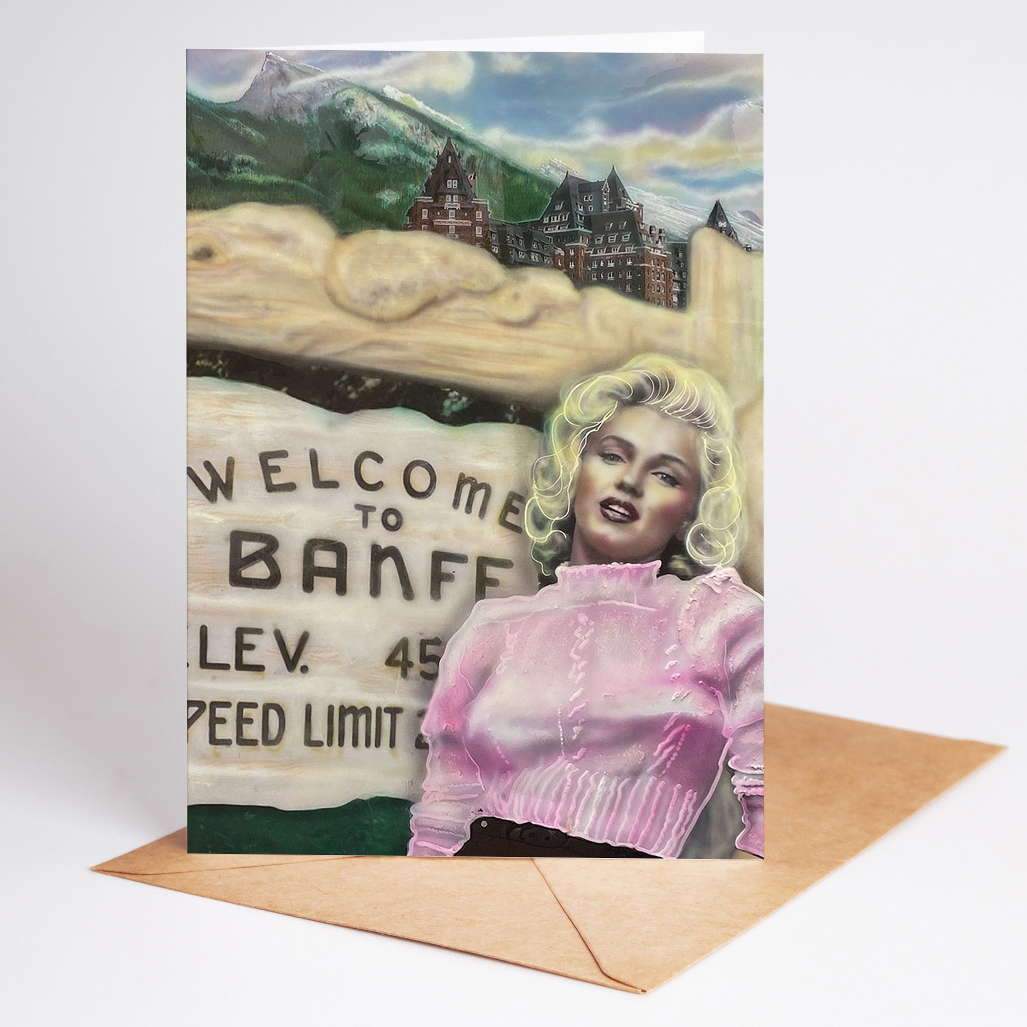 Marilyn Monroe "Welcome to Banff" Greeting card by Chris Tutty