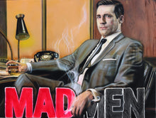 "Mad World" Celebrity Signed Portrait Jon Hamm as Don Draper By Chris Tutty