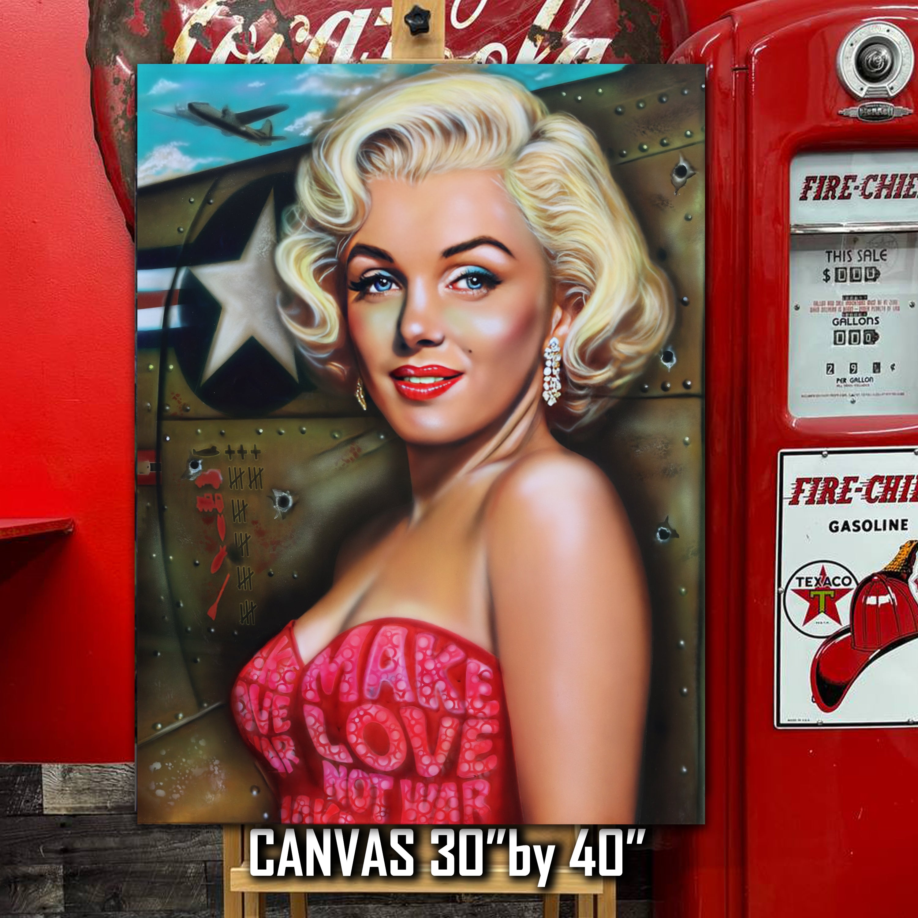 Marilyn Monroe Canvas Art - Make Love Not War by Chris Tutty