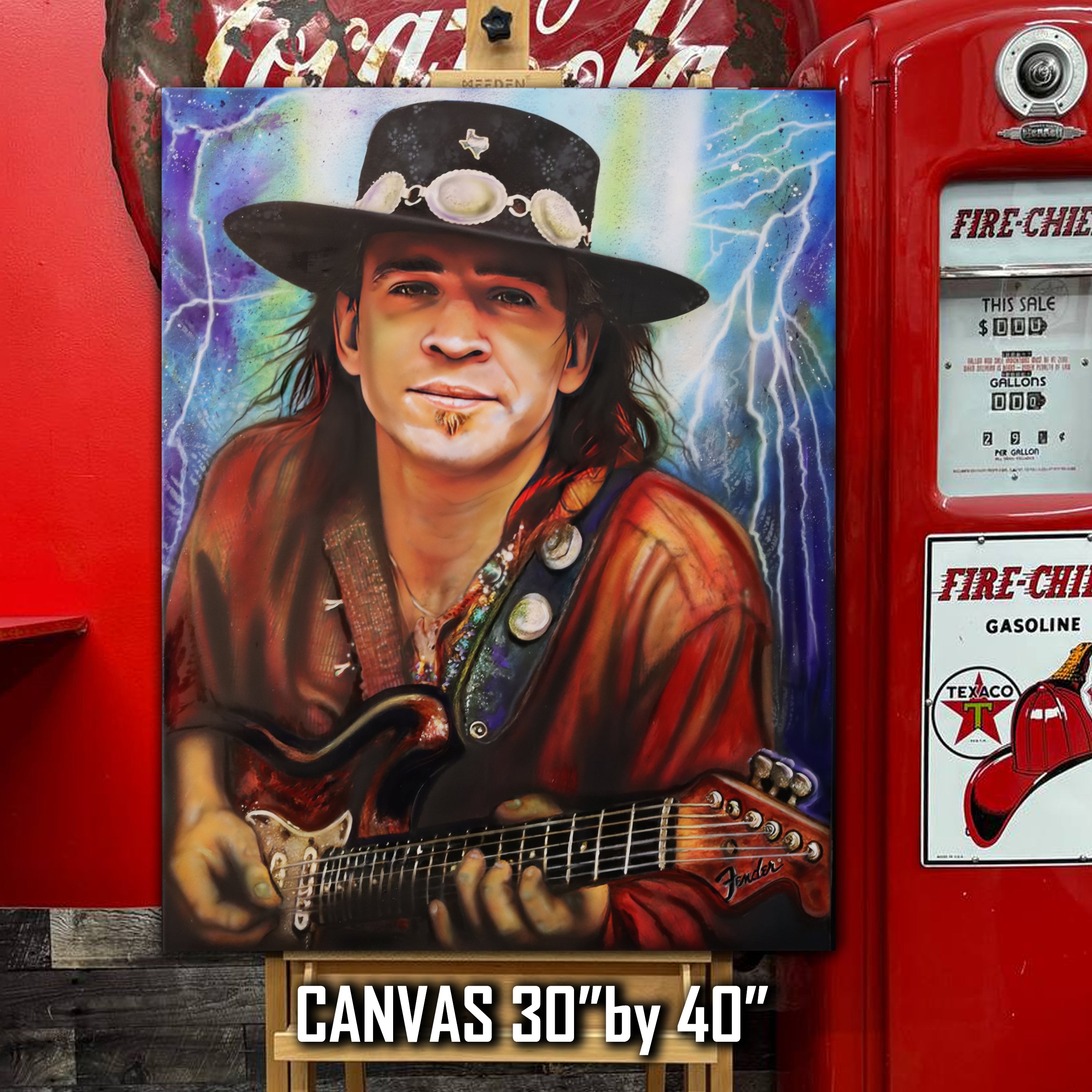 Stevie Ray Vaughan Canvas Art by Chris Tutty - Texas Pride and Joy Blues Guitar