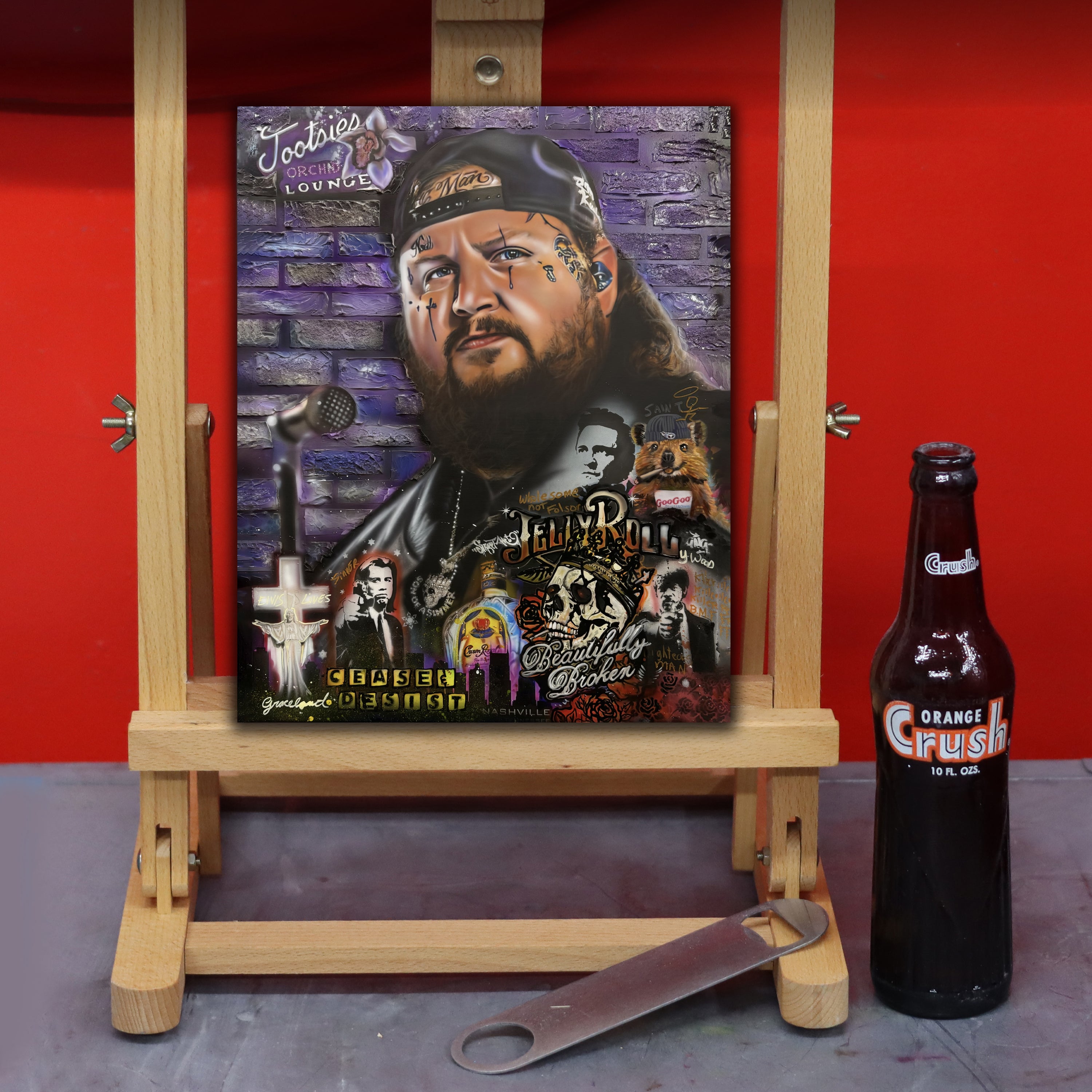 Jelly Roll Canvas Art by Chris Tutty - Save Me Country Hip Hop Portrait
