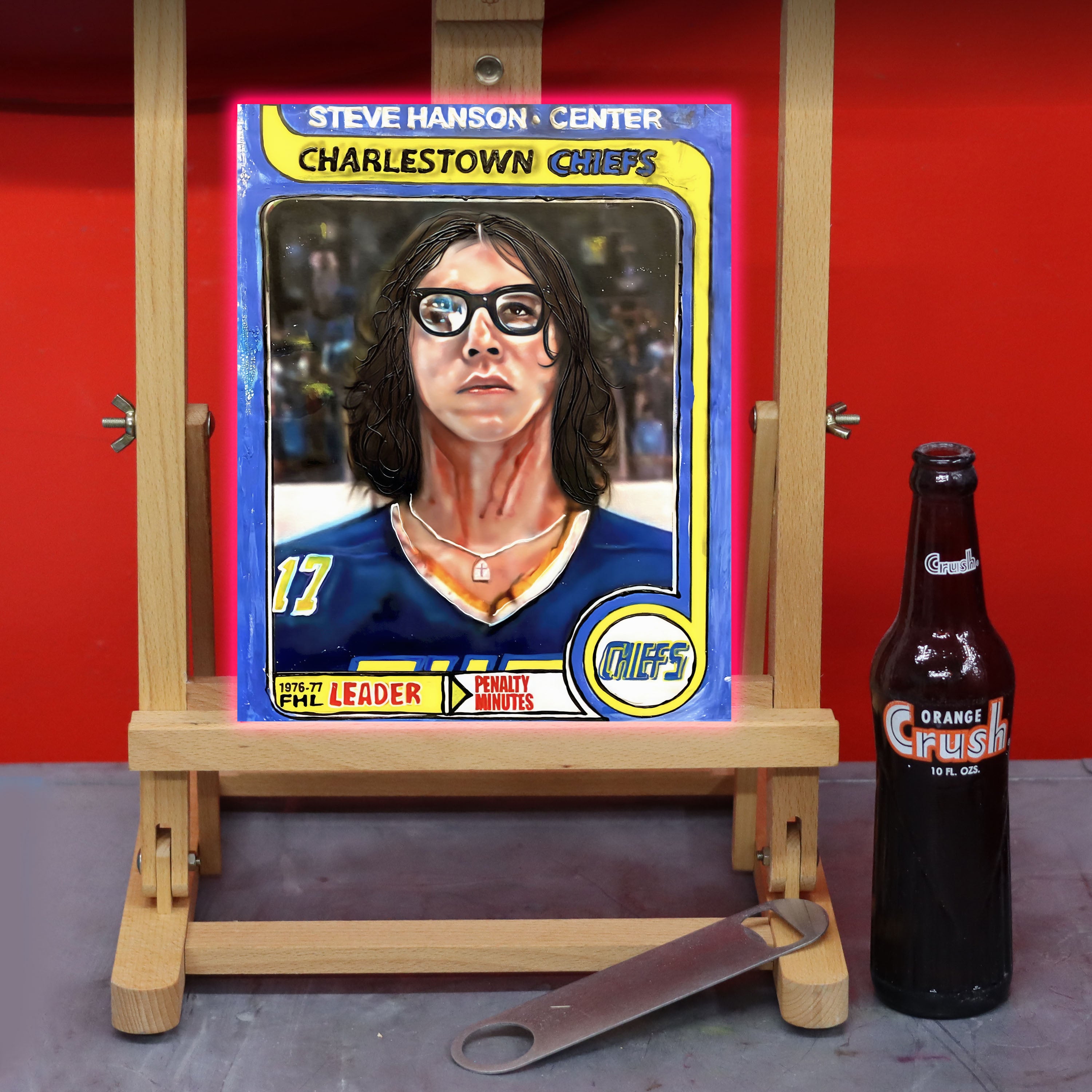 Slap Shot Warrior Steve Hanson signed Celebrity portrait by Chris Tutty