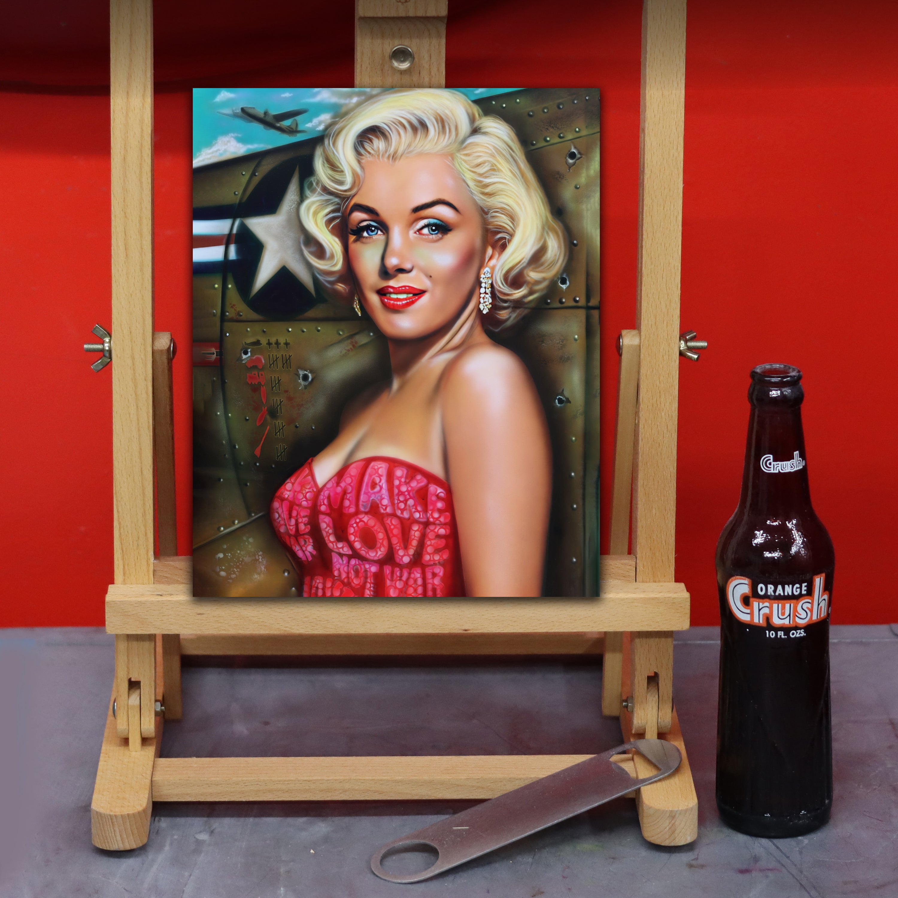 Marilyn Monroe Canvas Art - Make Love Not War by Chris Tutty