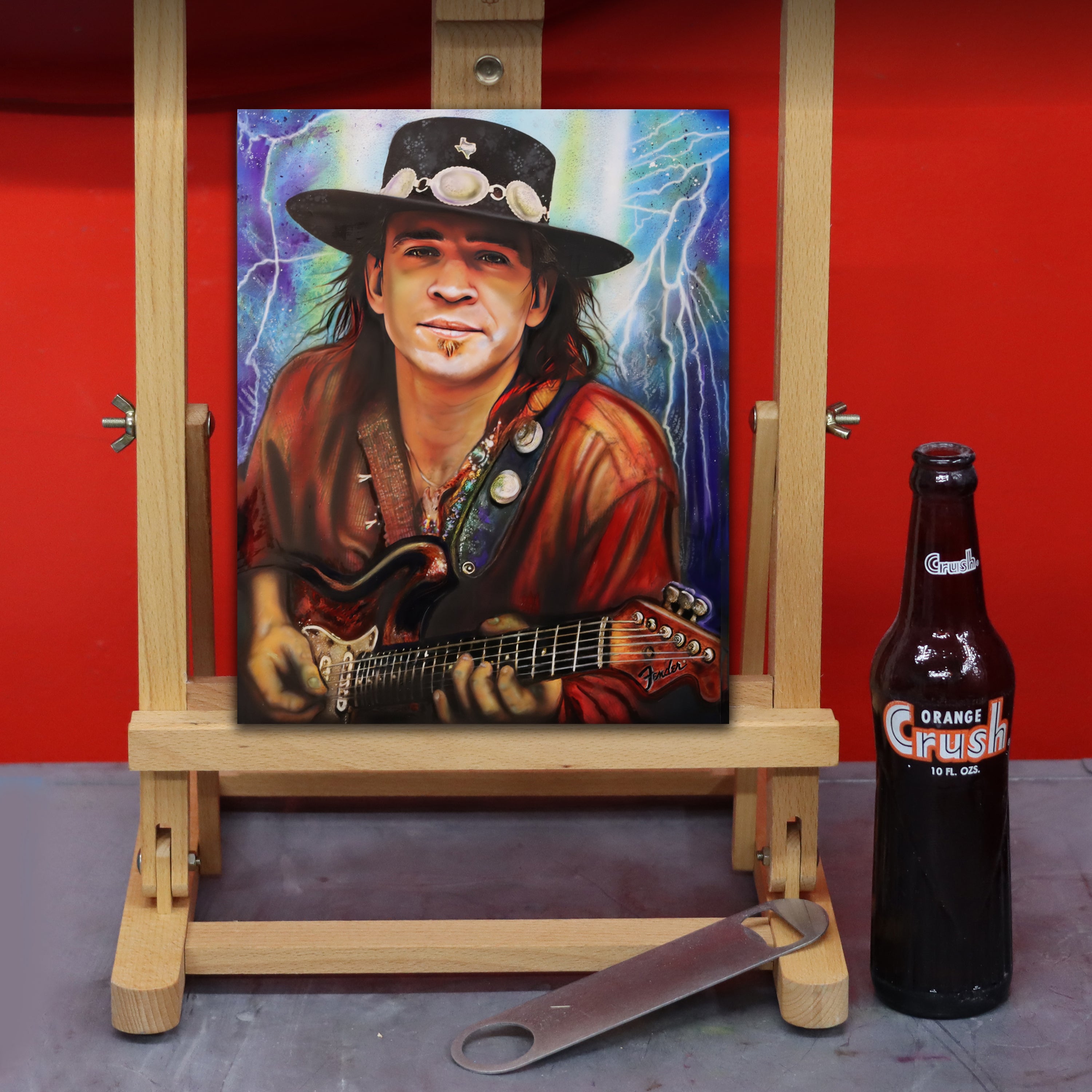 Stevie Ray Vaughan Canvas Art by Chris Tutty - Texas Pride and Joy Blues Guitar