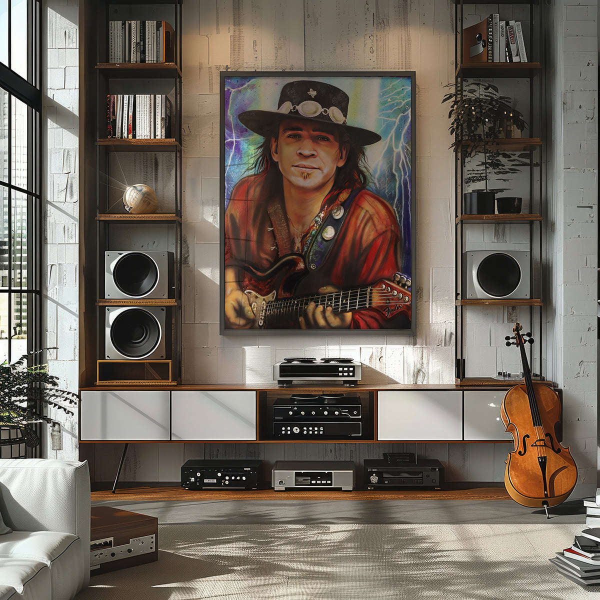 Stevie Ray Vaughan Canvas Art by Chris Tutty - Texas Pride and Joy Blues Guitar
