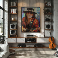 Stevie Ray Vaughan Canvas Art by Chris Tutty - Texas Pride and Joy Blues Guitar