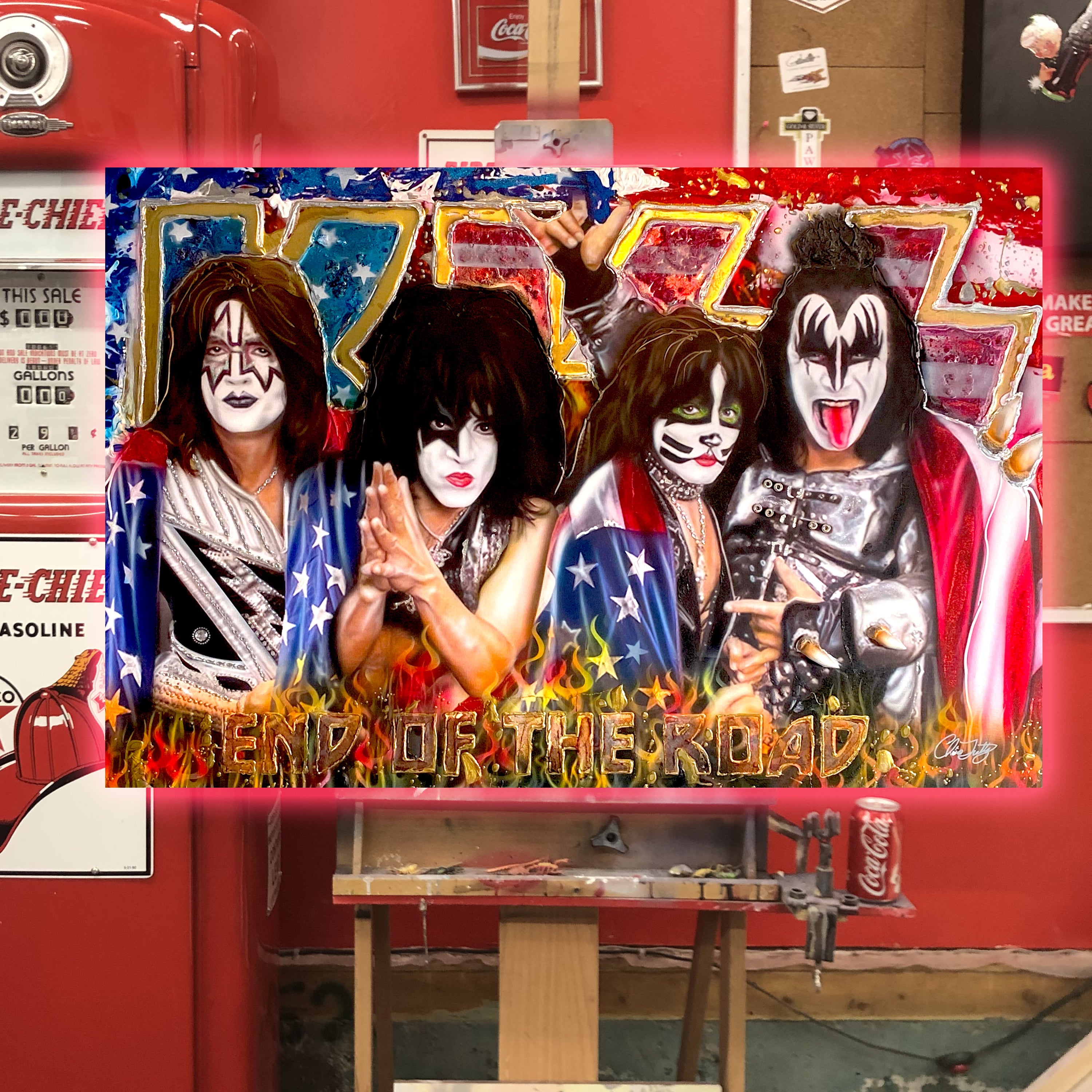 "End of The Road" Kiss celebrity portrait by Chris Tutty