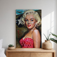 Marilyn Monroe Canvas Art - Make Love Not War by Chris Tutty