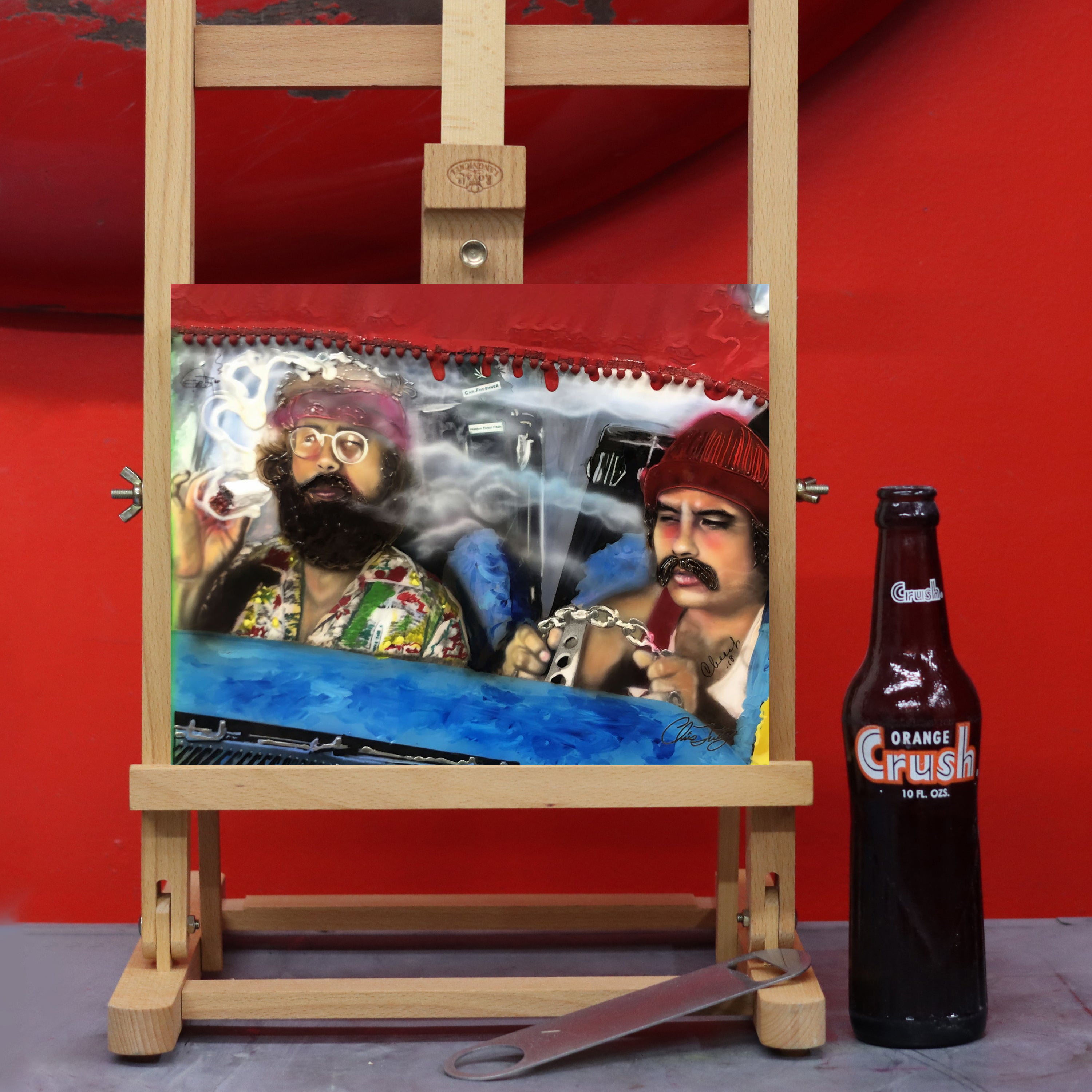 "Up in Smoke" Cheech & Chong signed celebrity portrait by Chris Tutty