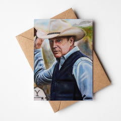 Yellowstone John Dutton  (Kevin Costner ) Greeting card by Chris Tutty