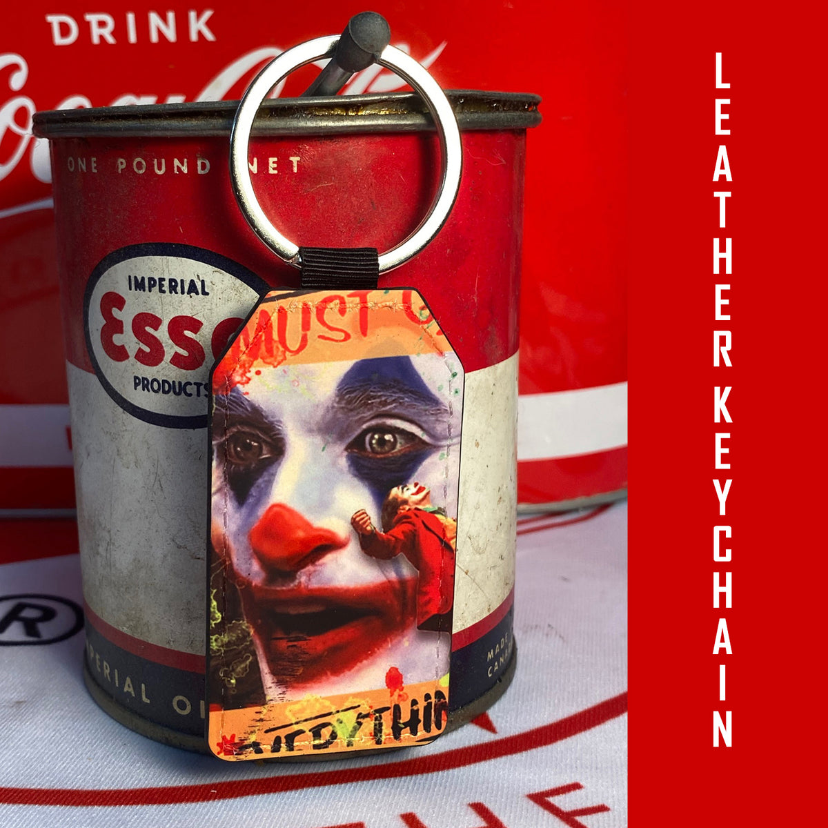 Joker Leather Art Keychain by Chris Tutty