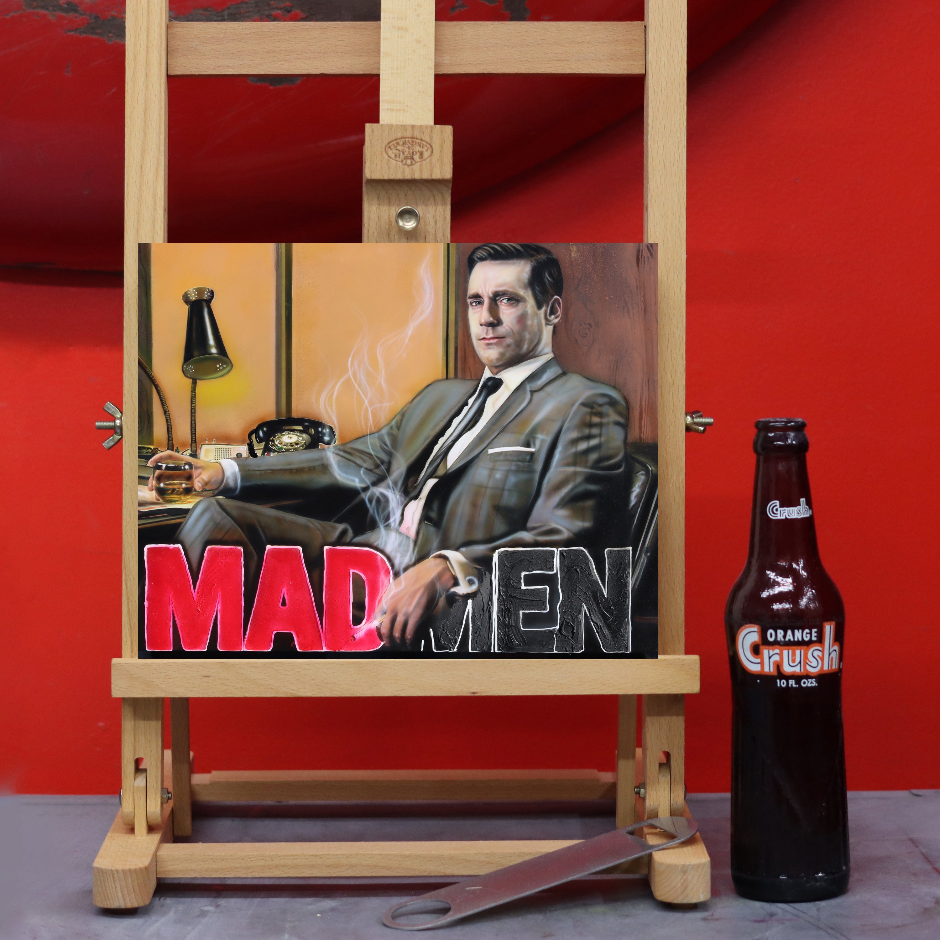 "Mad World" Celebrity Signed Portrait Jon Hamm as Don Draper By Chris Tutty