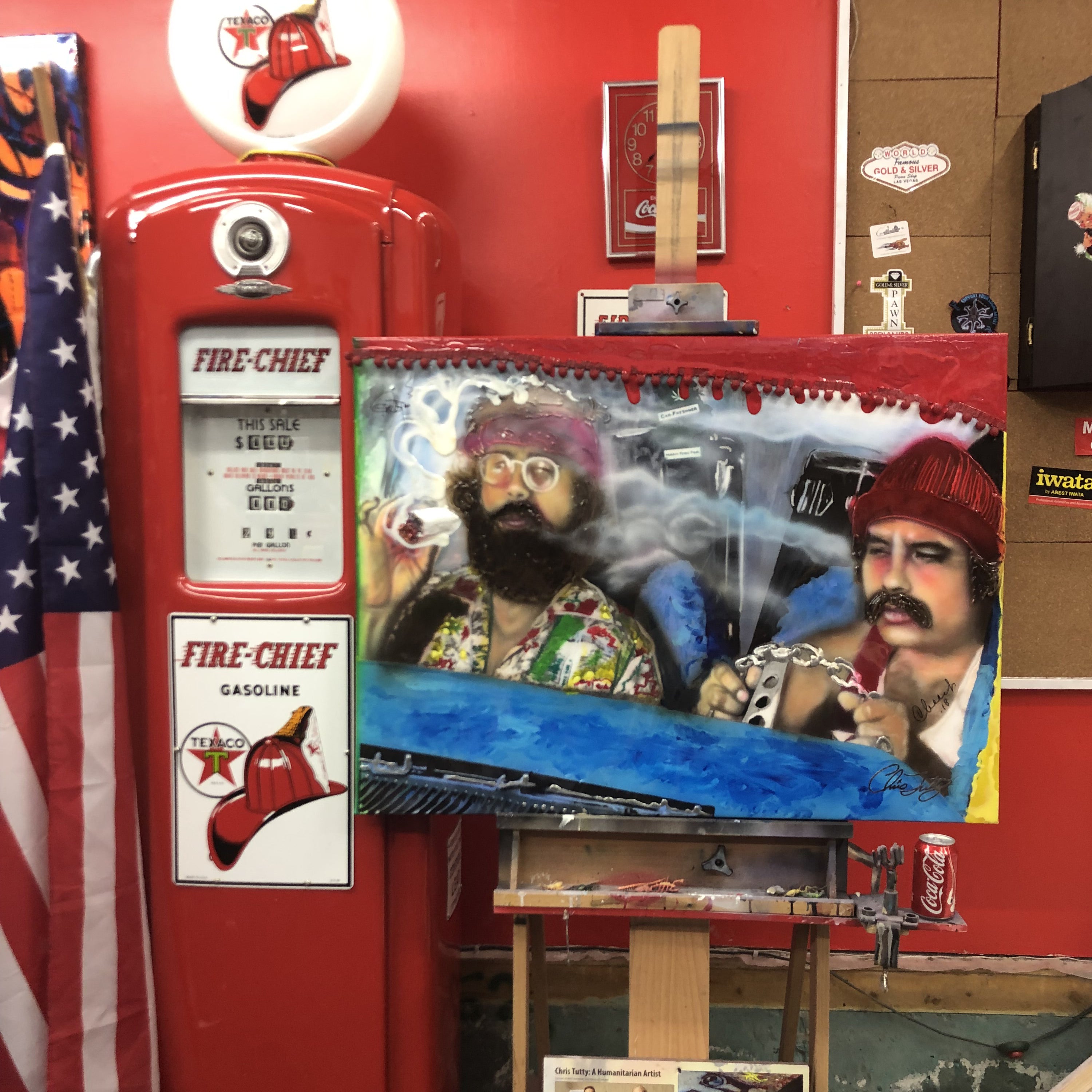 "Up in Smoke" Cheech & Chong signed celebrity portrait by Chris Tutty