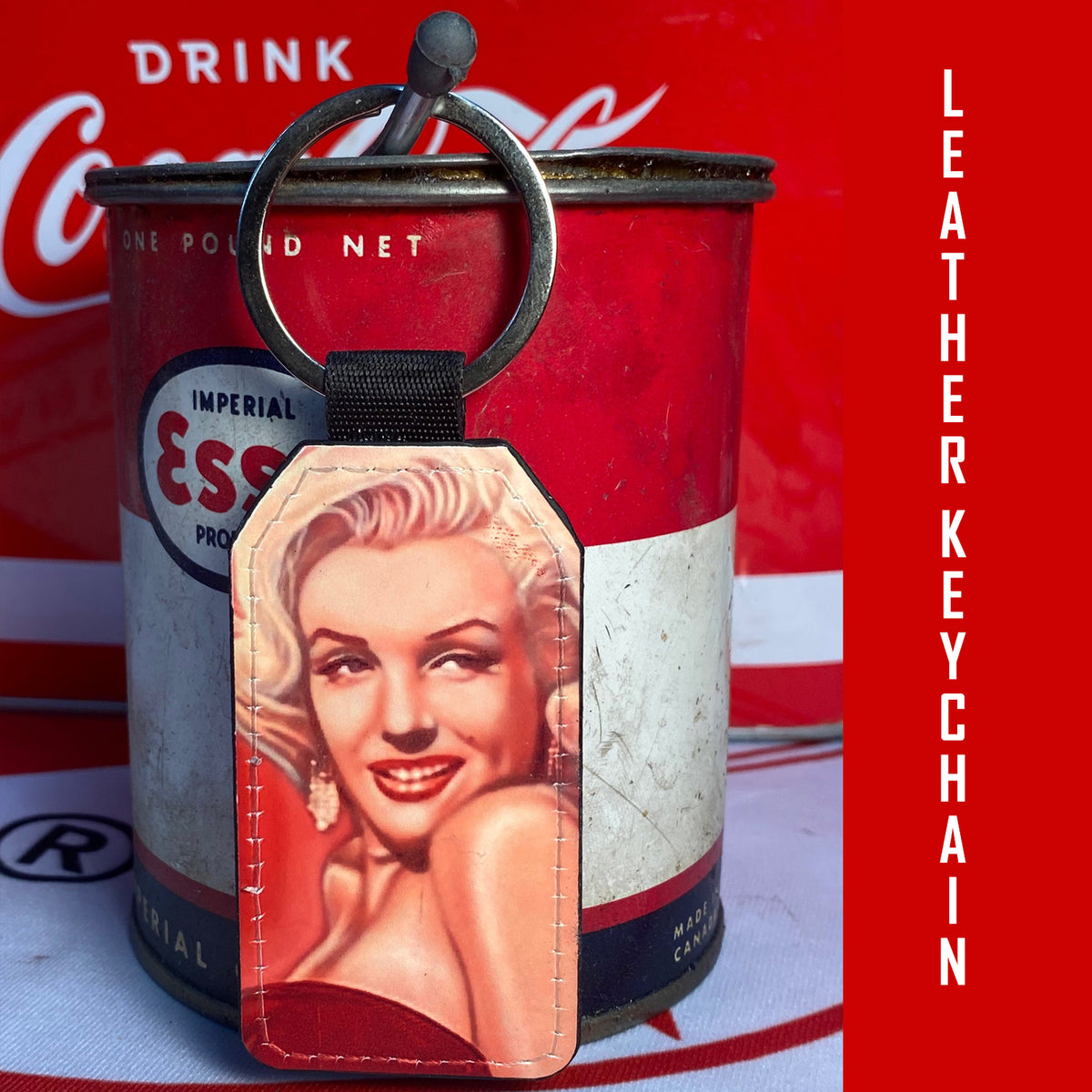 Red Dress Leather Art Keychain by Chris Tutty