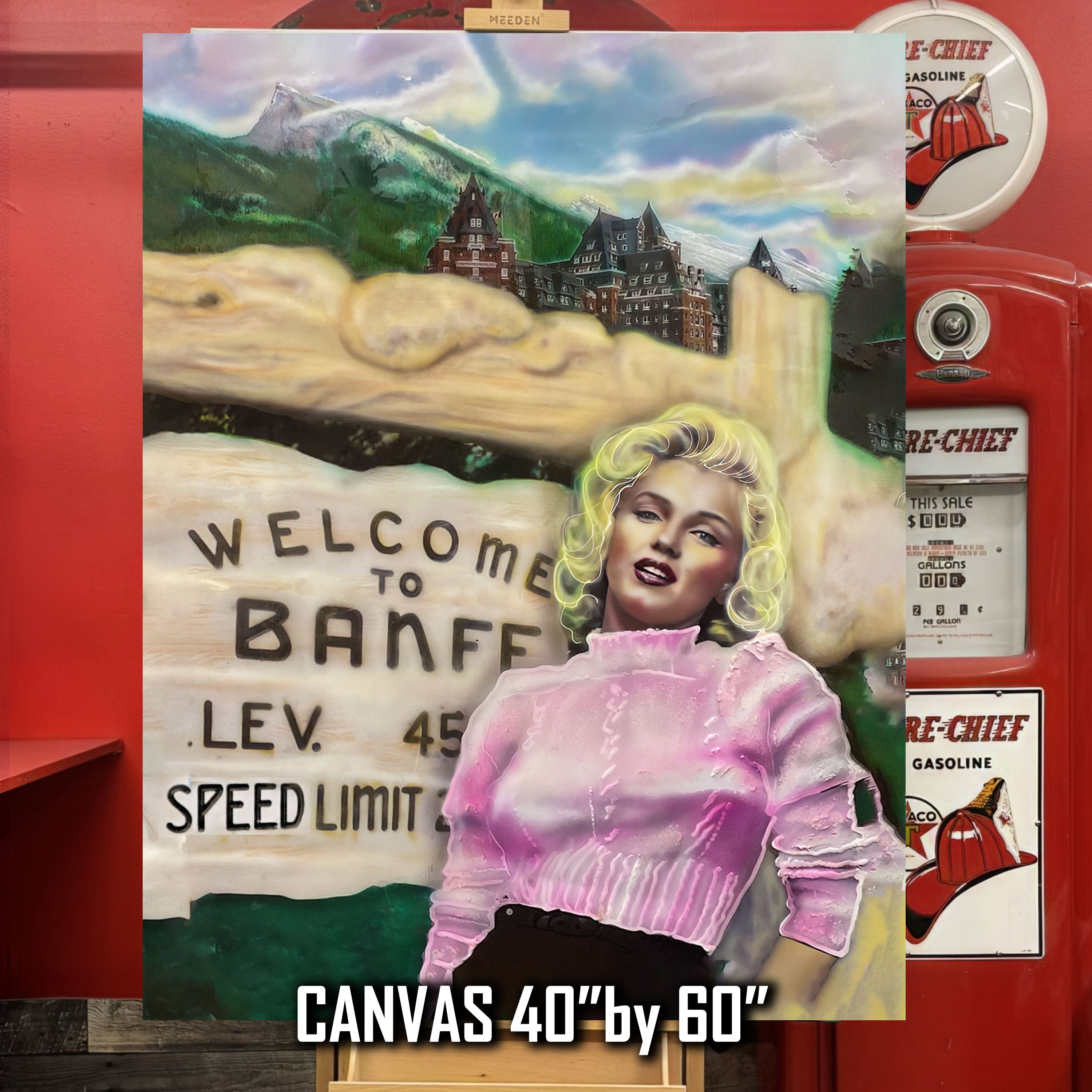 'Welcome to Banff" Marilyn Monroe portrait by Chris Tutty