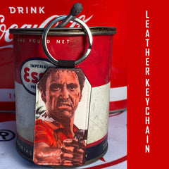 Scarface Leather Art Keychain by Chris Tutty