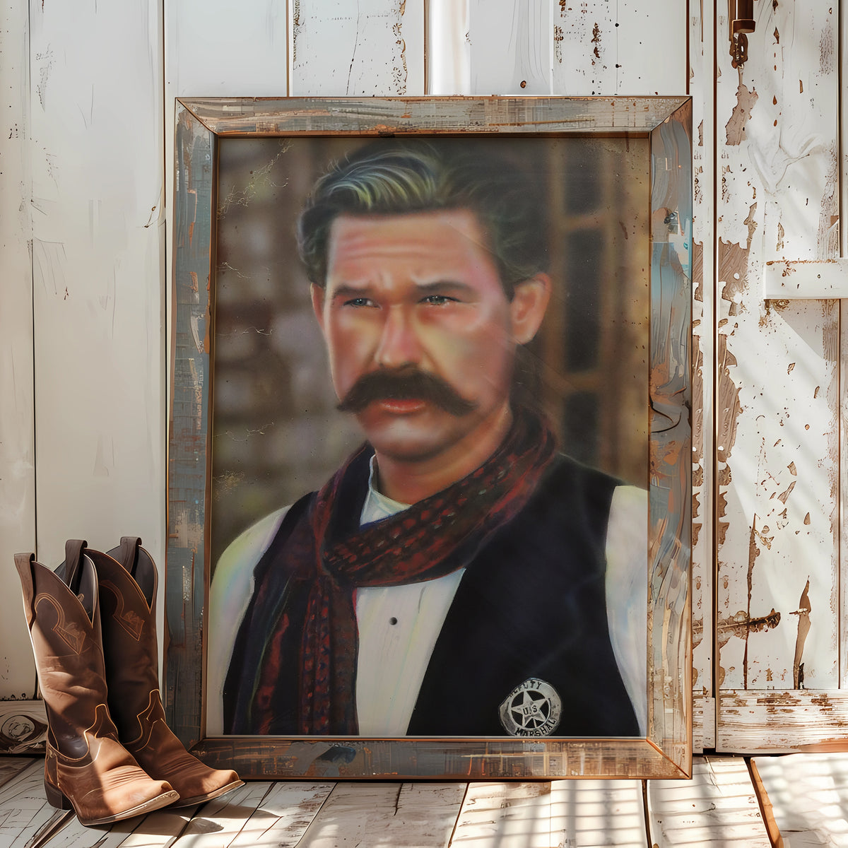 Wyatt Earp aka  Kurt Russell celebrity portrait by Chris Tutty