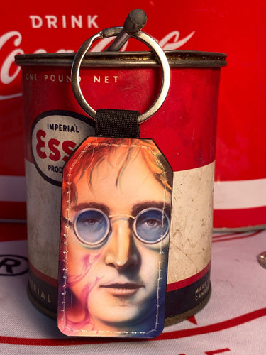 John Lennon Leather Art Keychain by Chris Tutty