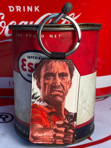 Scarface Leather Art Keychain by Chris Tutty